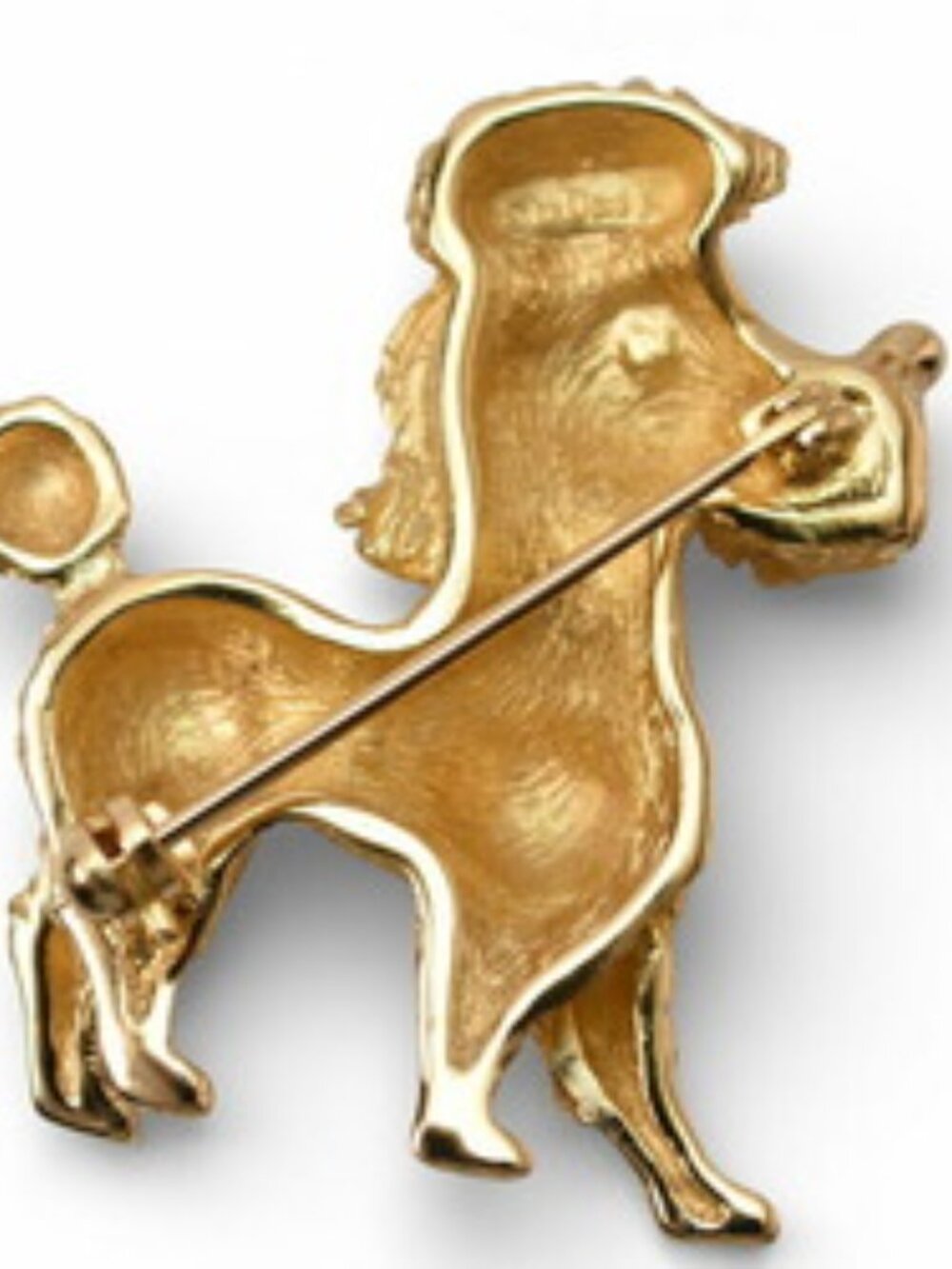 #137 - Christian Dior Pin Brooch Toy Poodle Dog Motif Rhinestone Gold - Picture 5 of 10